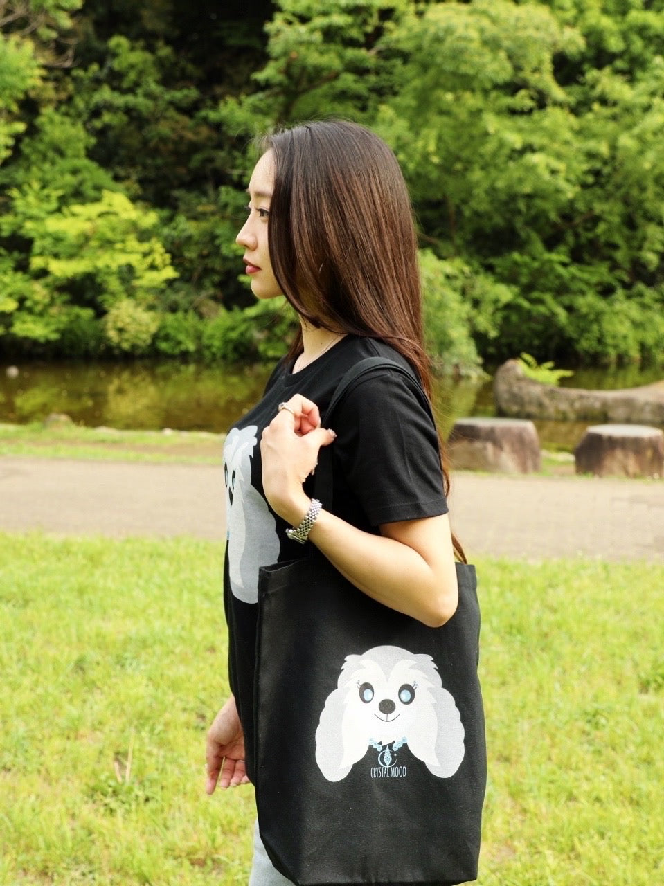 Chris with Crystals tote bag /shadow black