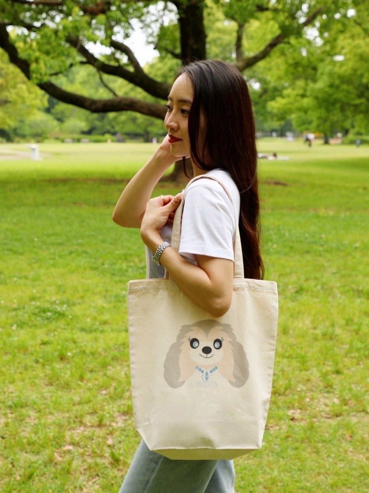 Chris with Crystals tote bag /pure natural